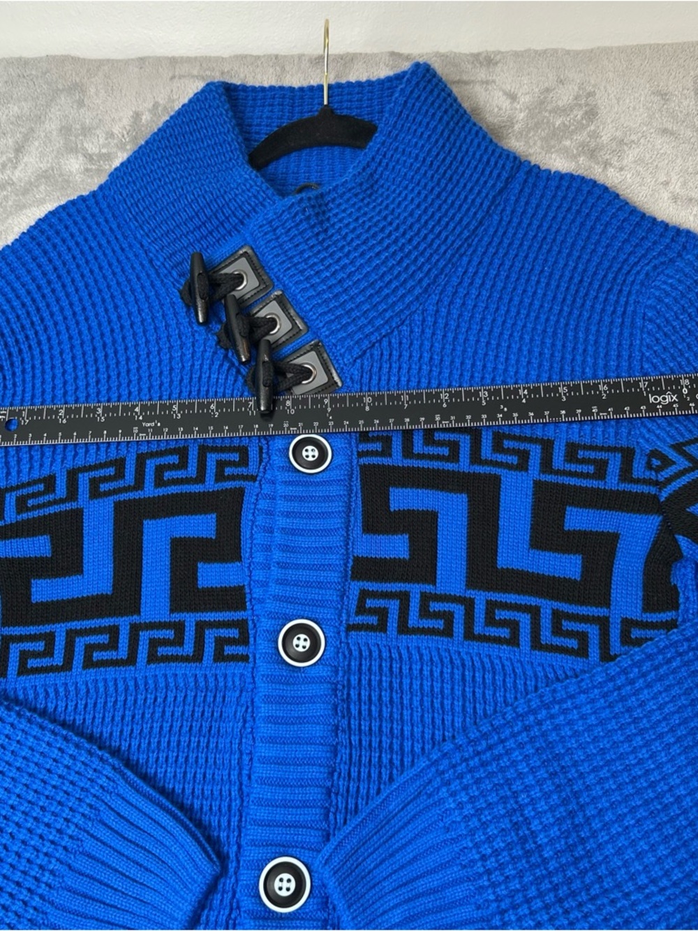 Suslo Couture Sweater Cardigan Italian Baroque Black & Blue Men’s Size L Jacket - Picture 11 of 16